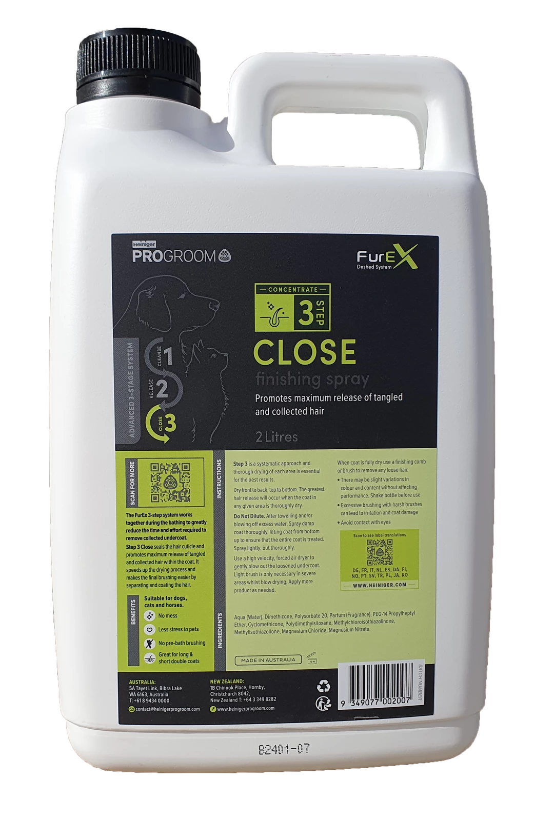 FurEx De-Shedding 3 Close Finishing Spray 2L 3 FurEx De-Shedding 3 Close Finishing Spray 2L