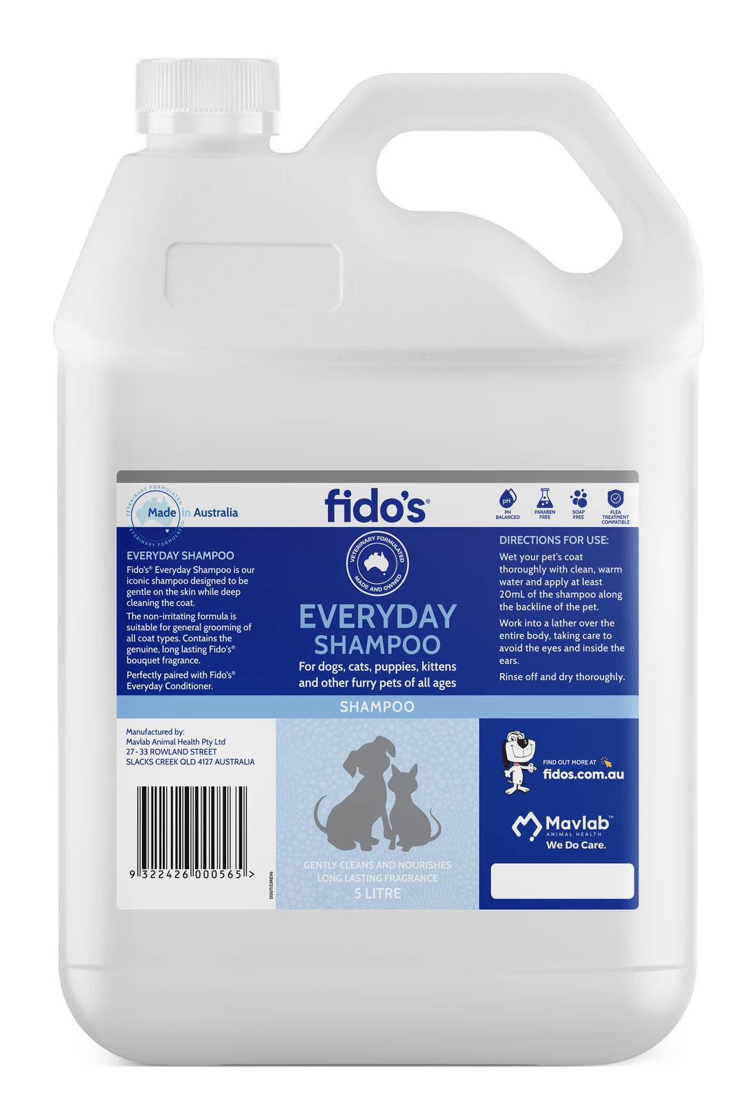 Fido's Everyday Shampoo For Dogs And Cats 5L 3 Fido's Everyday Shampoo For Dogs And Cats 5L
