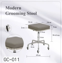 Groomer's Modern Groomer Stool With Square Cushion (Grey) -Swan Sales Shop T GC011 4